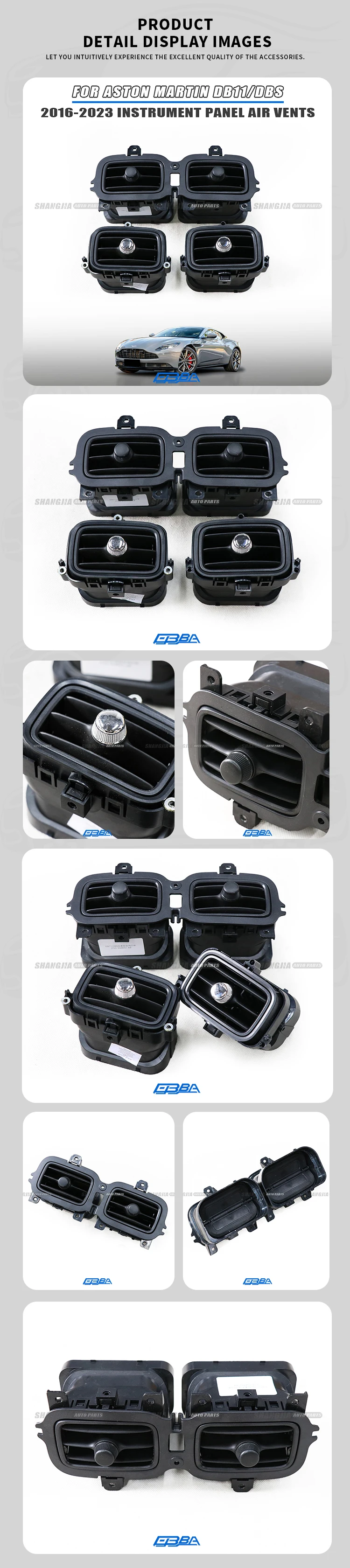 Hot Sale Car Accessories Plastic Instrument Panel Air Vent For Aston Martin DB11 DBS 2016 2023 HY53-046B32-AB Dashboard air vent manufacture