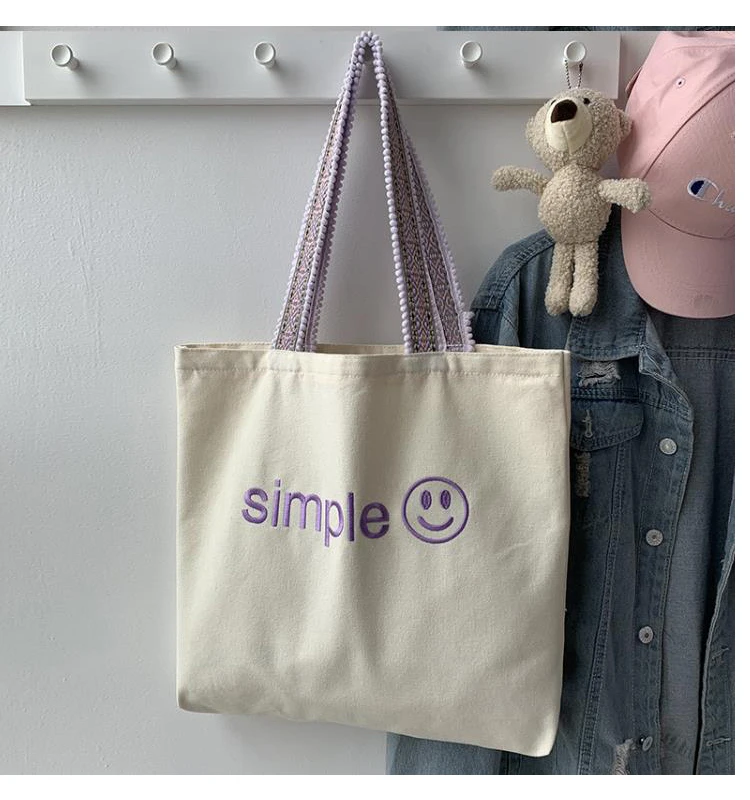 Reusable tote bags with custom embroidery logo eco shopping bags