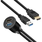 Cable Usb HD Cable USB Mount Cable - USB3.0and HD Extension Flush Dash Panel Mount Cablefor Car Boat Motorcycle