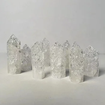 Wholesale Clear Quartz Snow Cracked Crystal Point Tower White Quartz Towers Crystal Points For Healing