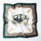 Vintage Printed 2021 New Fashion Vintage Printed Green 53*53 1 Side Silk Head Scarves