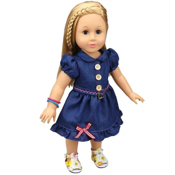New 18 inch American doll dress design Fashionable jean skirt High quality doll clothes