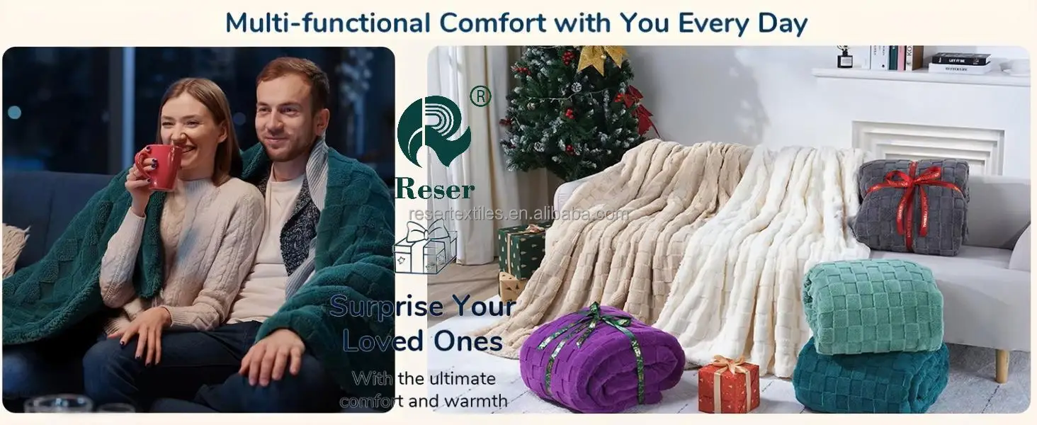 Wholesale Sofa Taffeta Fleece Blanket Cozy Reversible Warm Flannel Throw Knitted Solid Color Eco-friendly Modern Simple