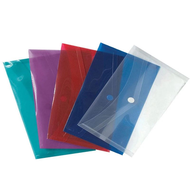 Premier A3 Button Stud Coloured Clear Plastic Envelope Document Wallet Files x12 