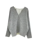 Wool Sweater V-neck Dolman Sleeve Lady Knitwear Pullover Women's Wool Cashmere Knitted Pullover Sweater Knit Sweater