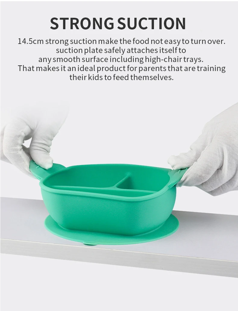 Custom Baby Feeding Bowl Set with Suction Cup Base Food Grade Non-Toxic BPA Free silicone baby bowl  for Toddlers