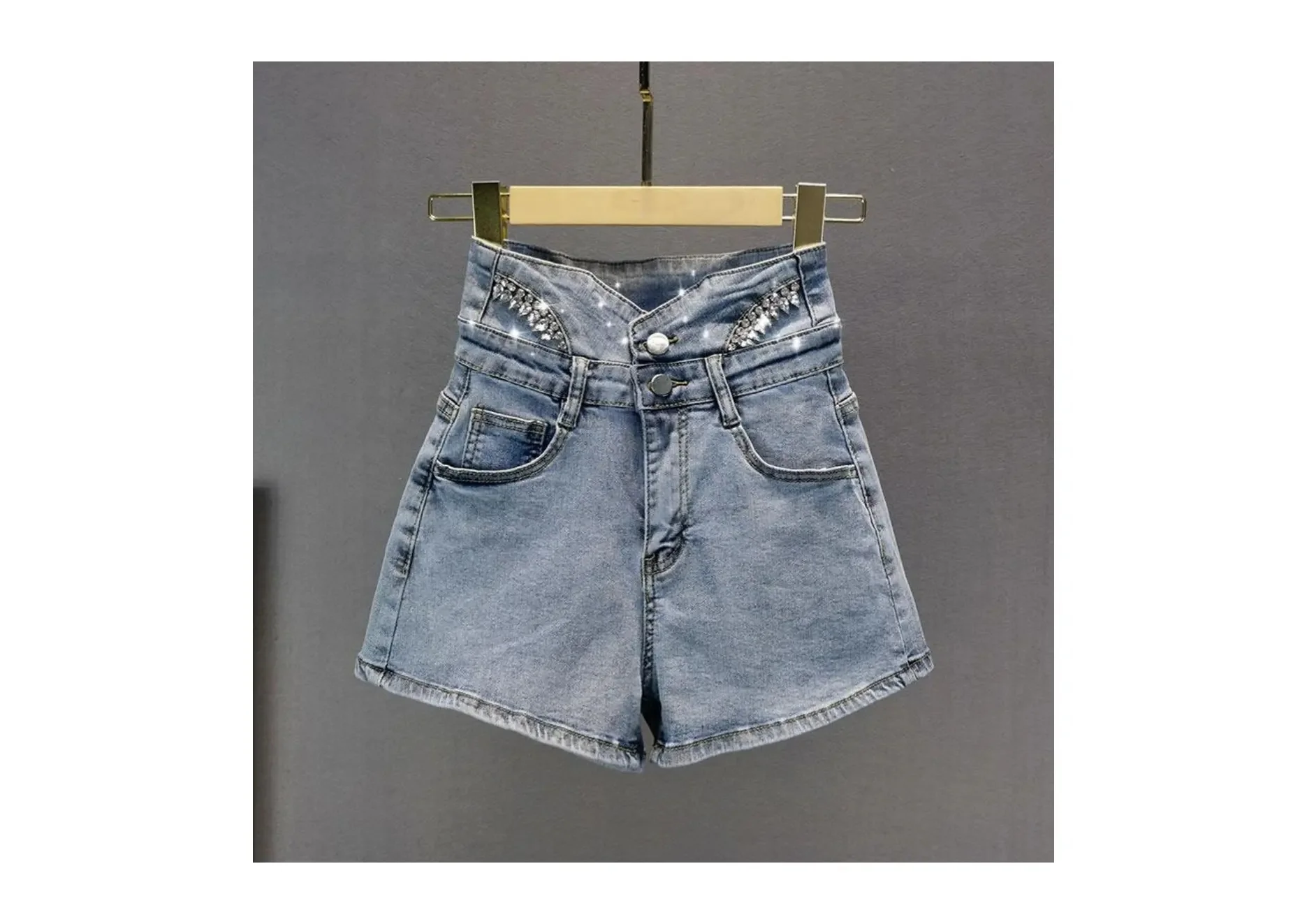 2024 New Arrivals Women Summer Shorts Basic Washed Ripped Stretch Skinny High Waist Denim Shorts