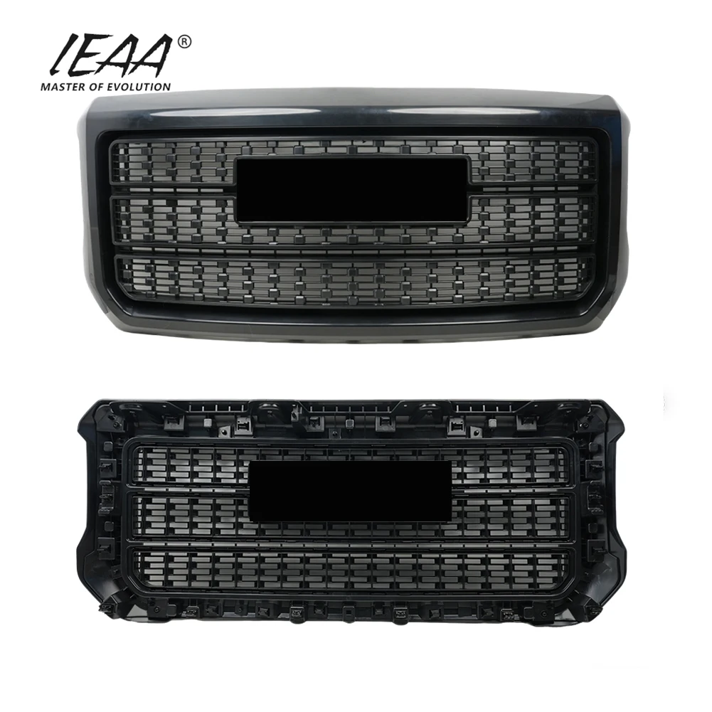 product car accessories grille with light front bumper parts for gmc sierra 2500hd 3500hd 2015 2020 glossy black grill-5