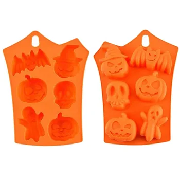 Halloween Pumpkin Ghost Bat Candy Cookie Chocolate Silicone Mold Cake Decoration Baking Mold
