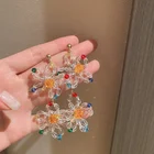 Drop Dangle Earring Earrings Earring Drop Fashion Colorful Crystal Flower Drop Dangle Earring