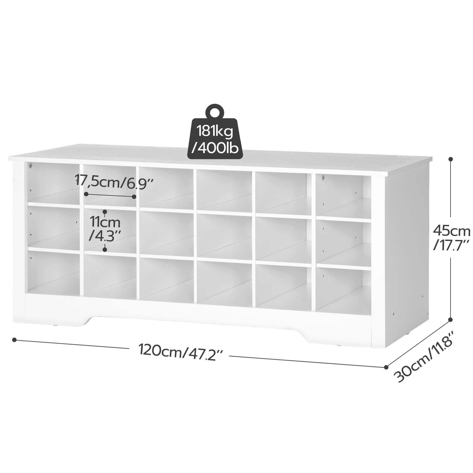 Wholesale White Wooden Hallway Entryway Shoes Storage Bench Large Shoe Cabinet With 18 Cubbies Seat Shoe Organizer Bench Long