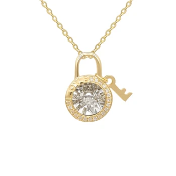 New Design 18K Real Gold Jewelry Wholesale Dancing Diamond Unique Lock Shape Design Chain Pendant Necklaces