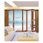 Timber Timber Doors With Glass Folding/ Bifold/ Bi Folding 4 Panel Aluminium Door For House