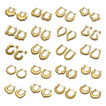 Surgical Steel 316L Chunky Huggie Earrings Hypoallergenic Party Irregular Earring 18K PVD Gold Plated Women Style Jewelry