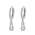 Silver Earrings Korean Trendy 925 Sterling Silver Paper Clip Drop Hoop Earrings For Women