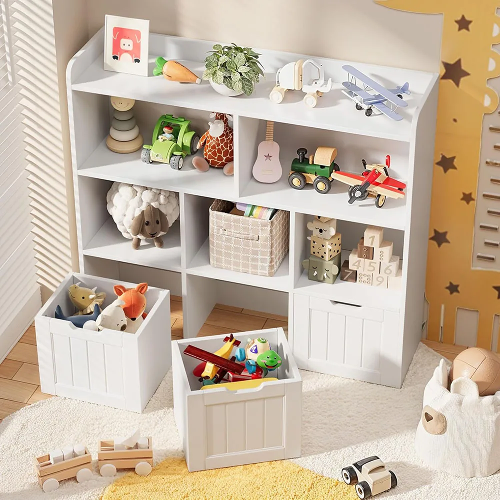 product contemporary 3 movable drawers and 6 open modern kids cabinet for the kids room-4