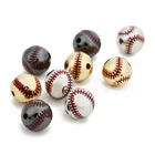 Beaded Bracelet 10mm Baseball Printing Beads Copper Alloy Round Beads Wholesale DIY Beaded Bracelet
