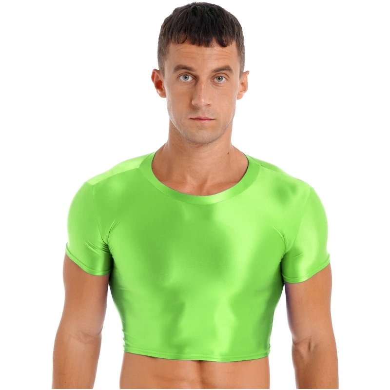 Luxury Mens Smooth Short Sleeve Solid Color Round Neck Slim Fit Tshirt Sportswear Swimwear Crop