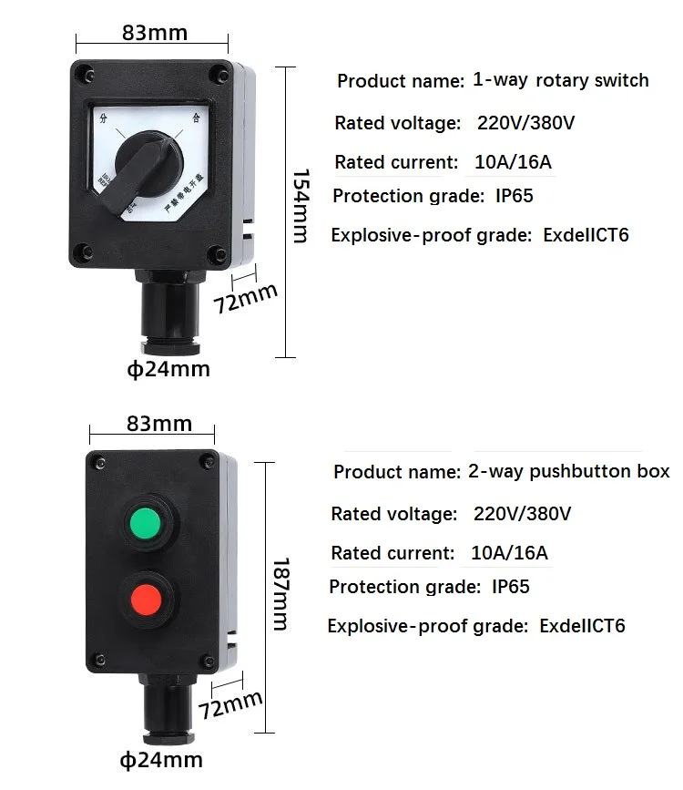 Fiberglass Box Frp Push Button Box Ip Waterproof Explosion Proof