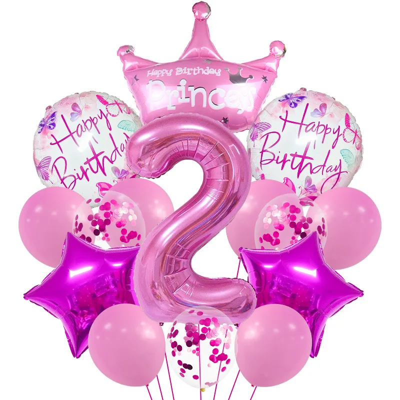 Custom Balloons set Happy Birthday party decorations number foil balloon with Crown foil balloon party decorations