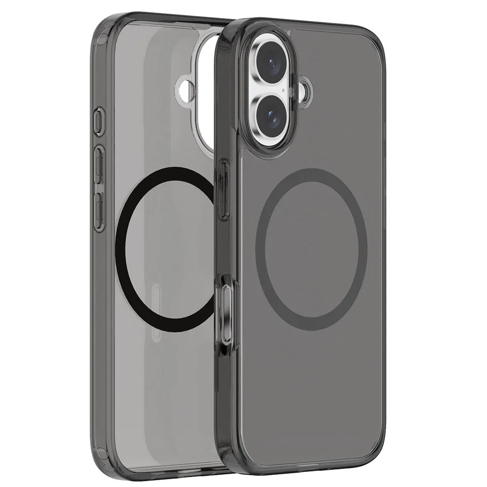 product for laudtec transparent magnetic wireless charging precision hole phone case for iphone 16 pro max plus simple business-8