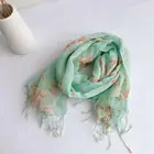 Flower Scarf Women Fashion 50% Linen 50% Cotton Flower Printed Scarf