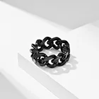 Ring 18k Gold MECYLIFE Hiphop Jewelry Ring Stainless Steel 18k Gold Men's Chain Ring