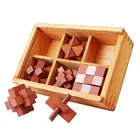 Educational Toys 6PCS/Set Kongming Lock Brain Teaser Mind Games 3D Wooden Puzzle Educational Toys Gifts For Kids Adult