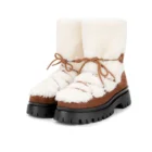 Lace Boots For Custom 2022 Furry Fleece Fur Lace Up Snow Women Boots Leather Winter Ankle Boots For Ladies