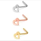 Jewelry Piercing Hot Sale Body Jewelry Wholesale Hollow Heart L Shape Nostril Nose Piercing Ring