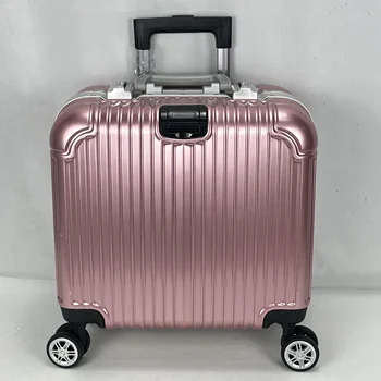 16inch Travel Suitcase Aluminum Trolley Luggage Factory wholesale ABS PC unisex carryon large capacity luggage with Hanging Hook