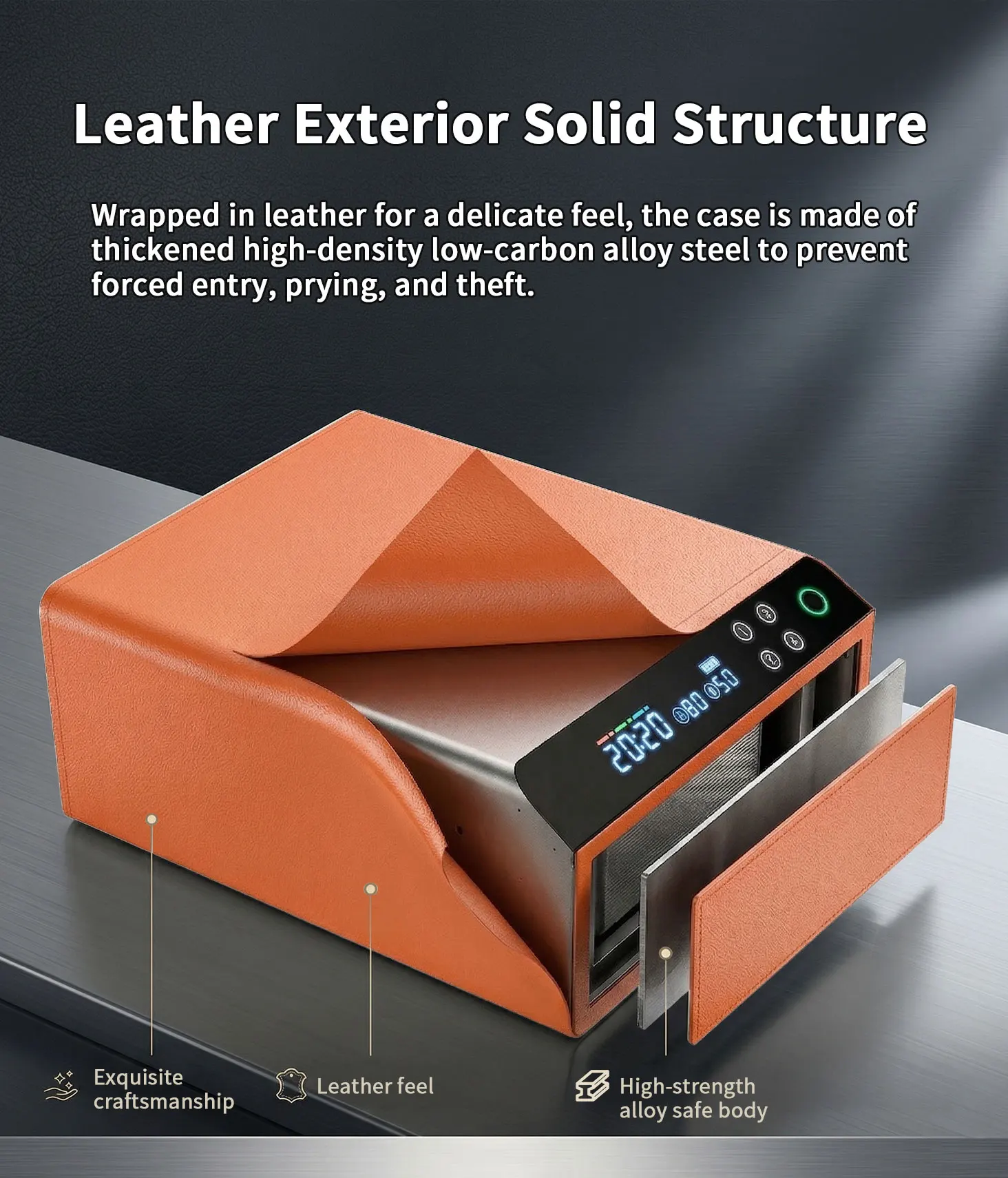 dr 1271 ft smart digital fingerprint smart safe box leather bluetooth drawer safe jewelry watch winder key safe box-8