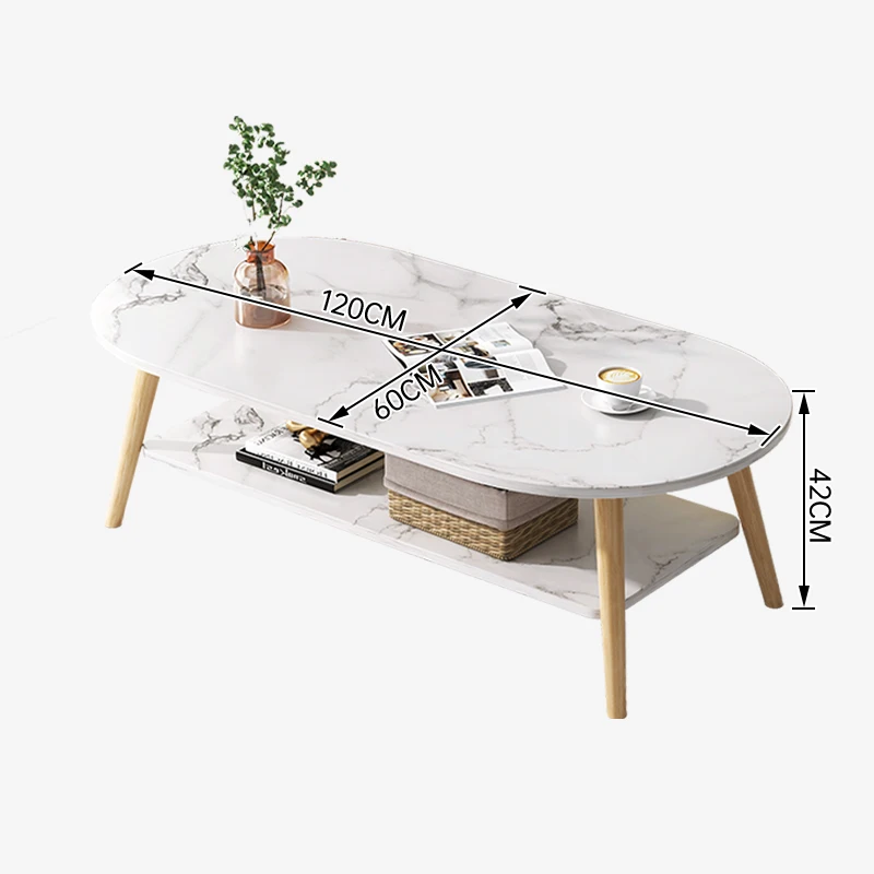 Wholesale simple oval frame coffee table with pvc wooden legs