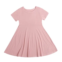 good quality  summer baby girl dress short sleeve soft bamboo cute kids skirts baby clothes for girl