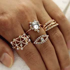 Rind Gold Star Ring Ring Set For Women Vintage Party Rind Set Gold Crystal Geometric Star Moon Ring For Women