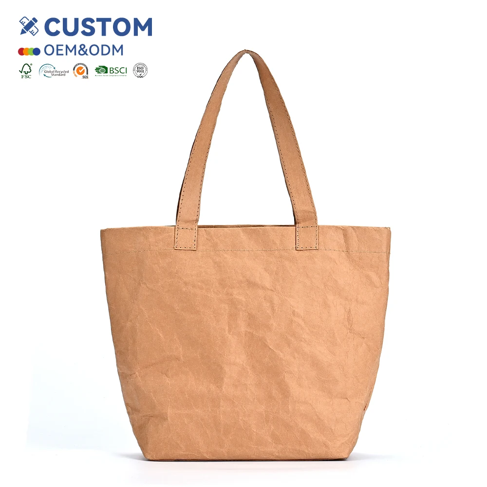 Hot Selling Custom Logo Thickened Waterproof Flexible Handbag Cowhide Dupont Paper Nonwoven Bags with Logo supplier