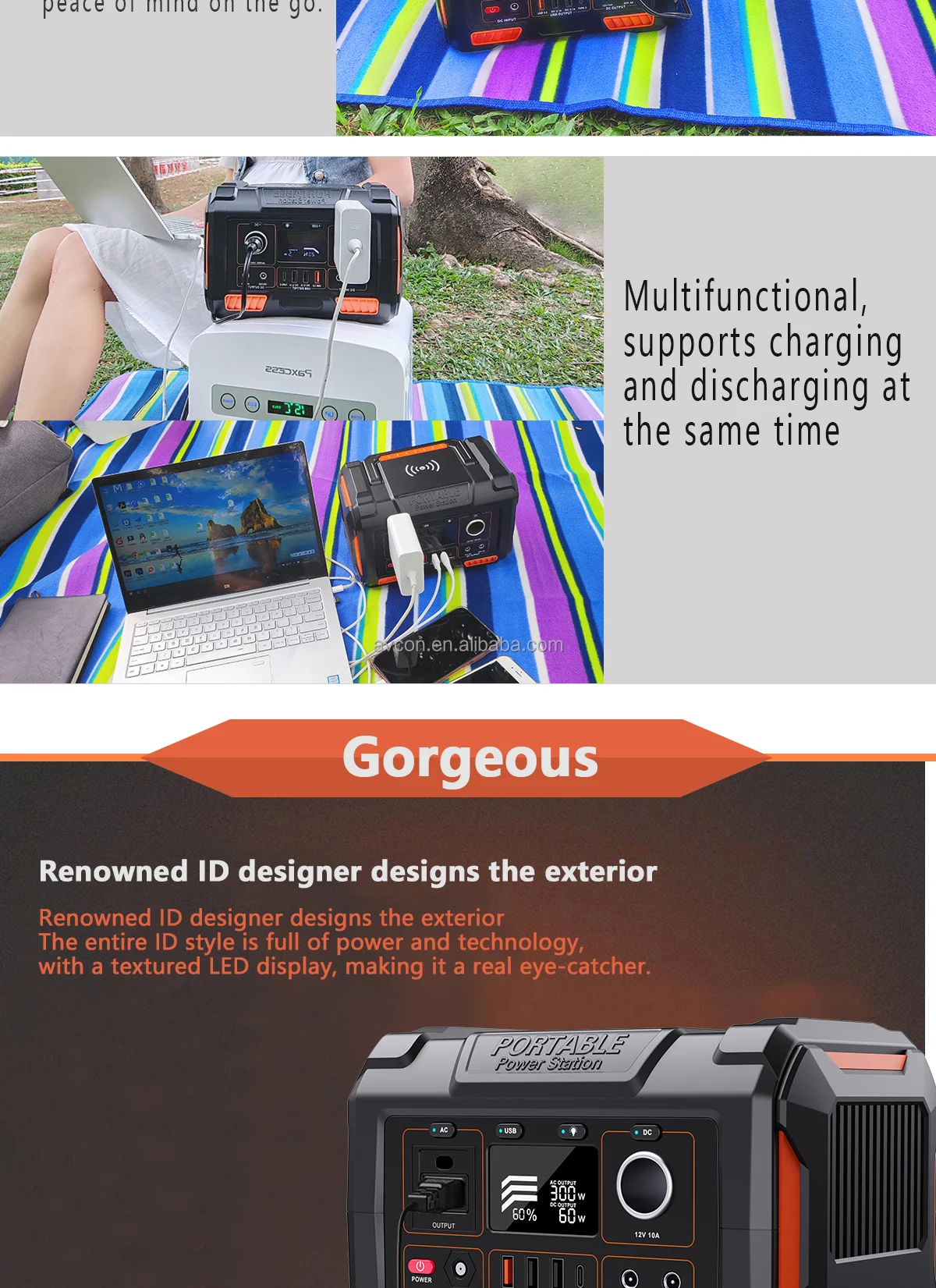 Avcon 300W Portable Solar Power Station LFP Battery 48v 200ah Outlet MPPT Controller for Car Use 220v Solar External Battery supplier