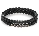 Beads Natural Stone Hot Sale Bohemian Black Beads 2pc/Set Natural Stone Bracelet Charms Bracelets Zircon Bracelet