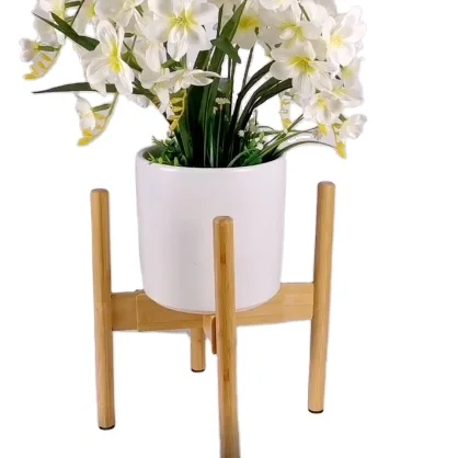 8'' to 12''  Flower Pot  Solid Bamboo Wood Adjustable Century Plant Stand For Indoor Outdoor,Plant Pots
