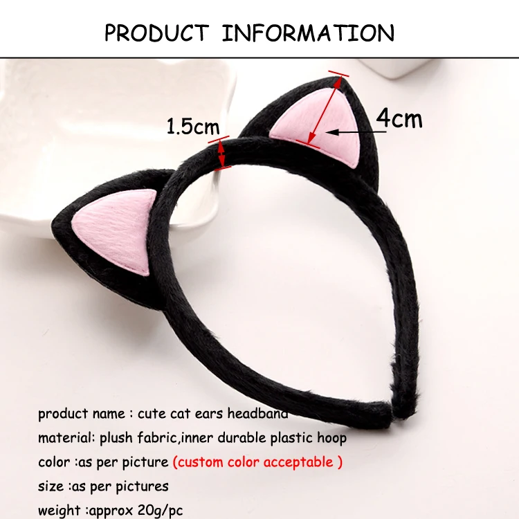 Kids cute hair hoop cat ear headband for girl cartoon plush cat ear party jewelry hair accessories