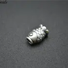 Sterling Silver Charms Silversilver S999 Sterling Silver Fish Shape Spacer Carved Charms For DIY Jewelry Bracelet Making