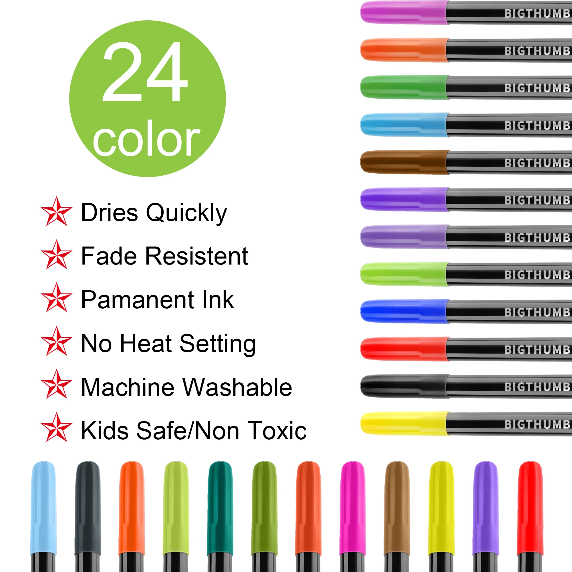 25colors Fabric Marker for Baby Clothes Canvas Fabric Upholstery T Shirts Shoe Clothing Paint Fabric Pens for Clothes