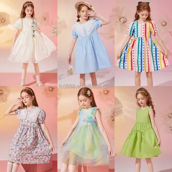 Wholesale children's baby princess style short sleeved printed fairy girl party dresses