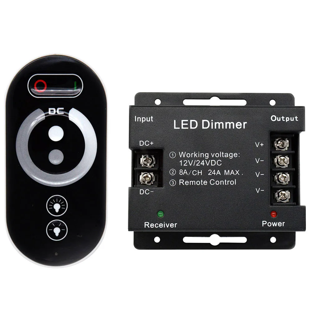 Siësta vuist opslag Dc12-24v Rf Led Dimmer Touch Series Wireless Remote Control Dimming  Controller Black Steel Case Single Color Strip Pwm Dimmer - Buy Black Metal  Box 12v 24v 30a Pwm Led Dimmer,12v Led Strip
