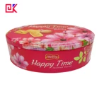 Flower Can Pink Flower Oval Shape Tin Can Food Can Gift Box Embossing Can