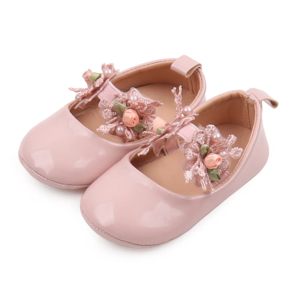 Baby Girls Solid Color Princess Design with Lace Flower and Elastic Band Breathable Toddler Shoes supplier