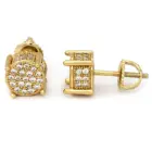 Earrings Cz Womens Earrings 2022 Hip Hop Screw-back Gold Plated Earrings Cz Micro Pave Earrings Round Stud
