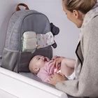 Diaper Bag Leather Upin Grey Felt Mother Baby Backpack Diaper Caddy Organizer Bag With Leather Strap