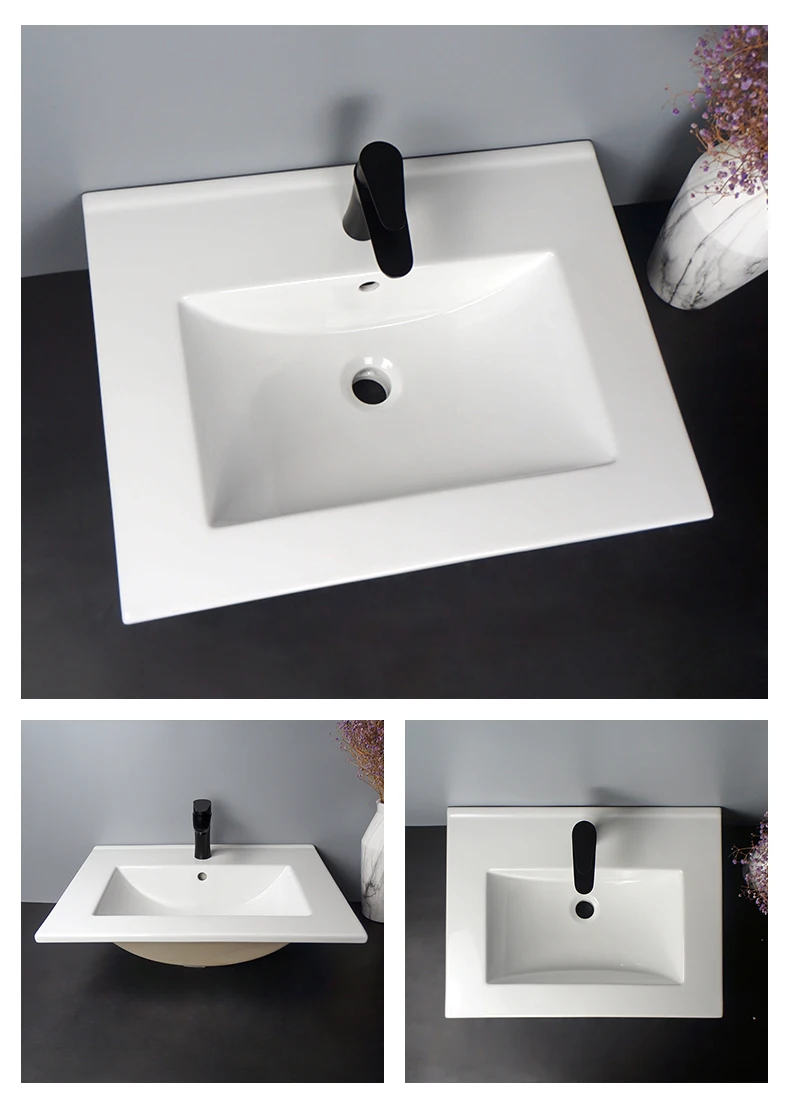 Tarpul 5 Years Warranty Modern Rectangle Cabinet Basin White Ceramic Hotel Washbasin Sink Bathroom factory