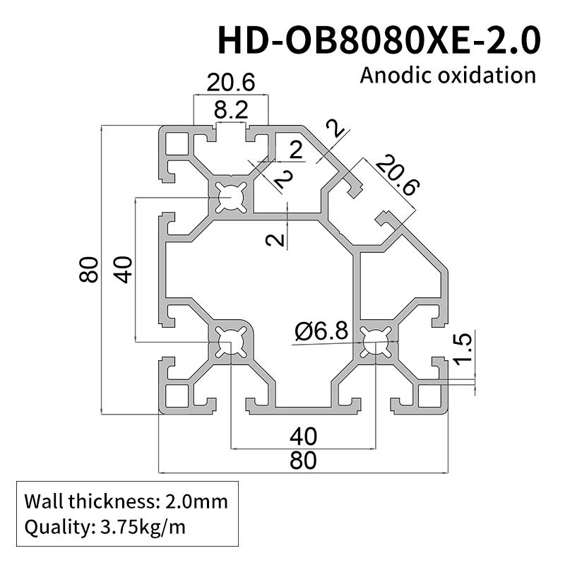 8080 Corner Squeezing Aluminum Profile Workbench Equipment Rack Aluminum Alloy Profile factory